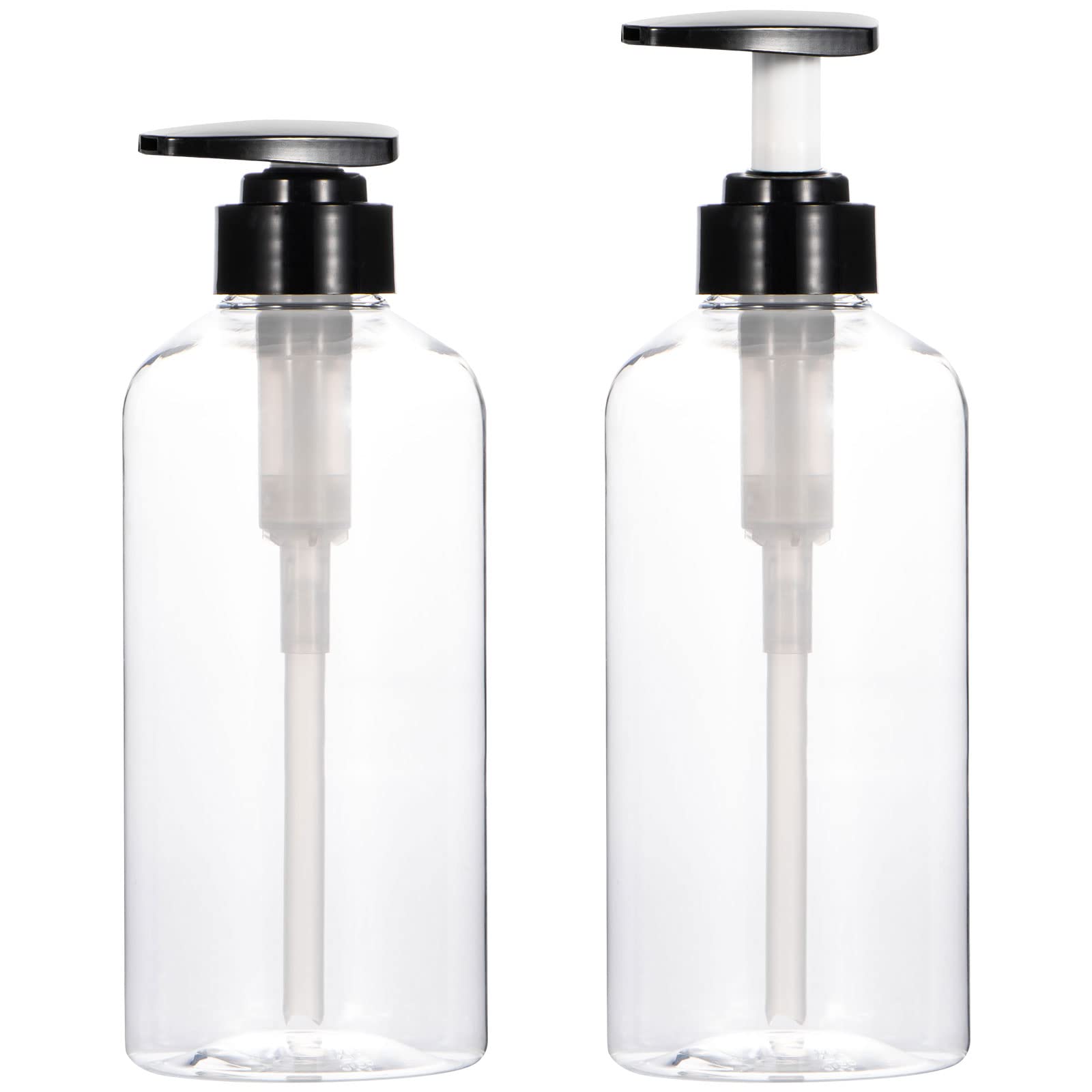 Yebeauty 2 Pack Clear Pump Bottles 17oz/500ml  Empty Plastic Lotion Bottle Pump Dispenser with Pump Refillable